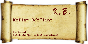 Kofler Bálint névjegykártya