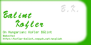 balint kofler business card